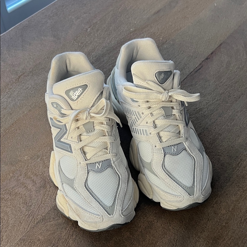 New Balance 9060 Cream and Gray Athletic Shoes